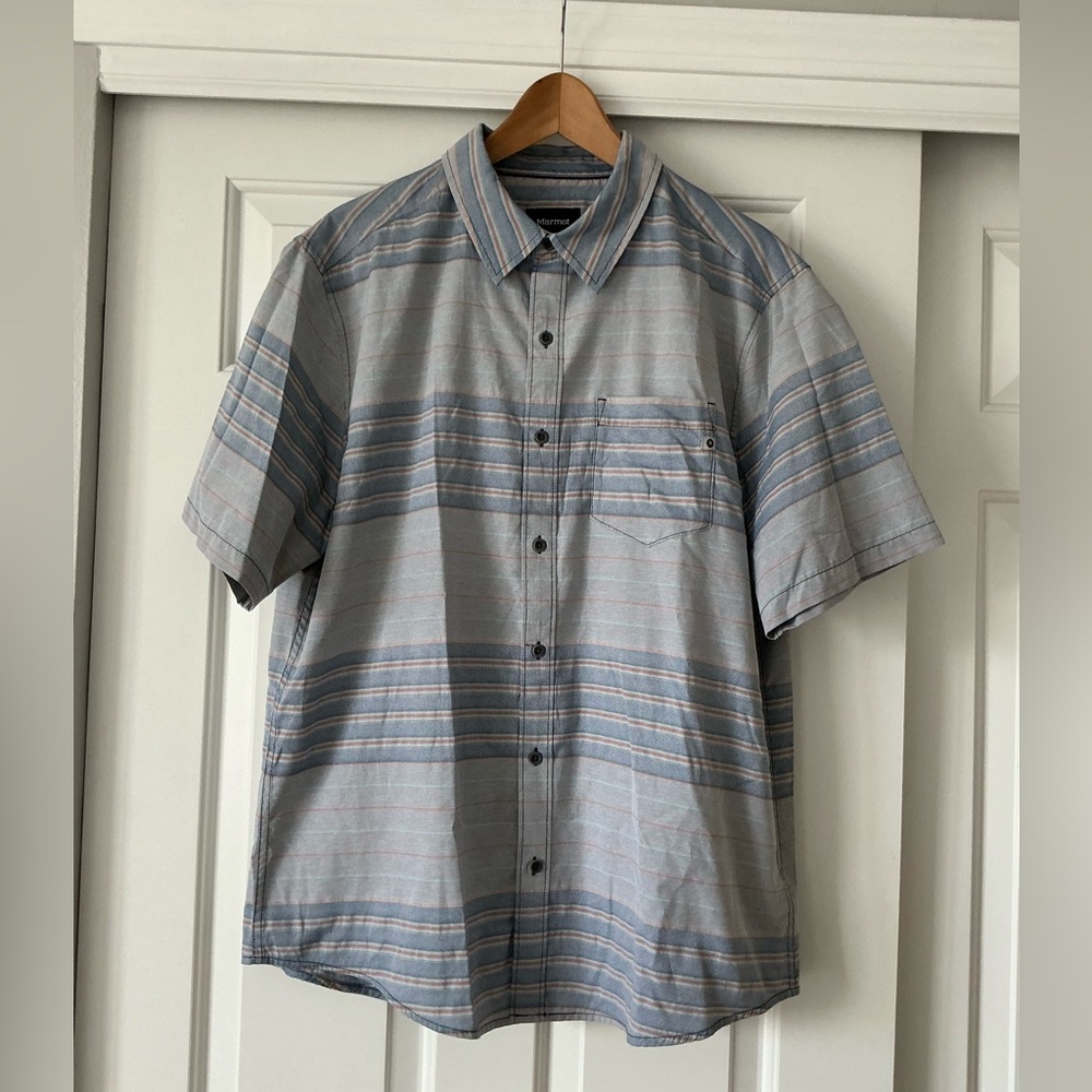 Marmot Men’s Barnabe Outdoor Striped Short Sleeve Button-Down Shirt L
